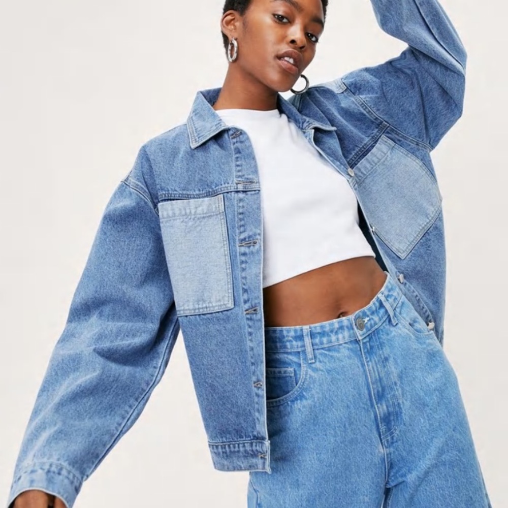 Boxy Color Block Denim Jacket - Picture 4 of 4